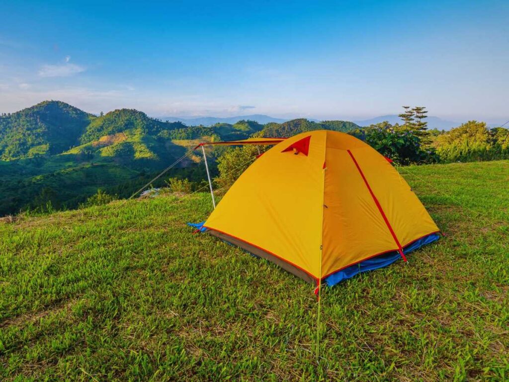 Camping Tent pitched on mountain