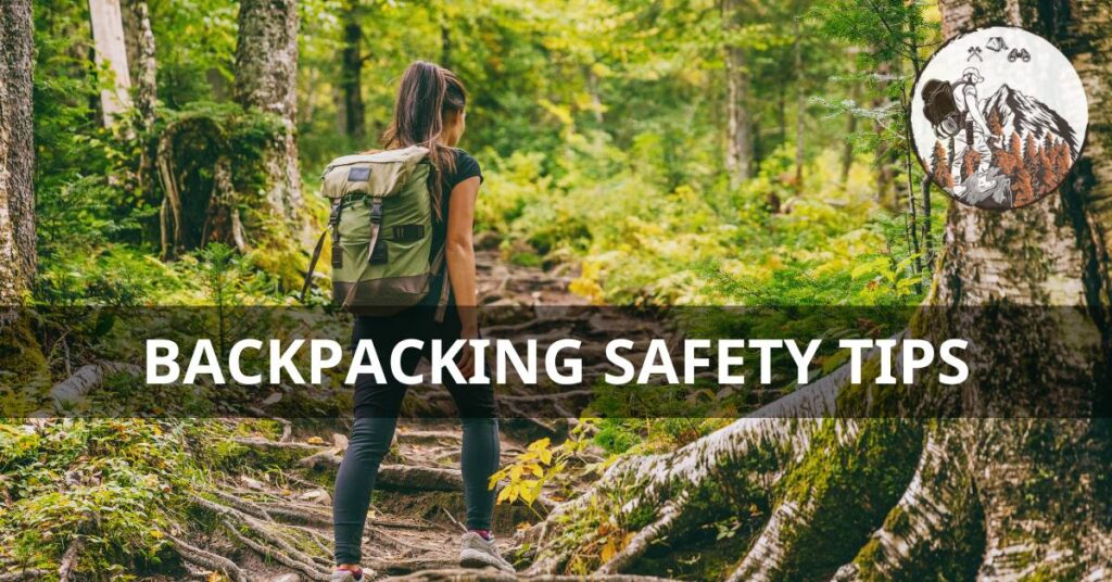 A young girl backpacking in the forest