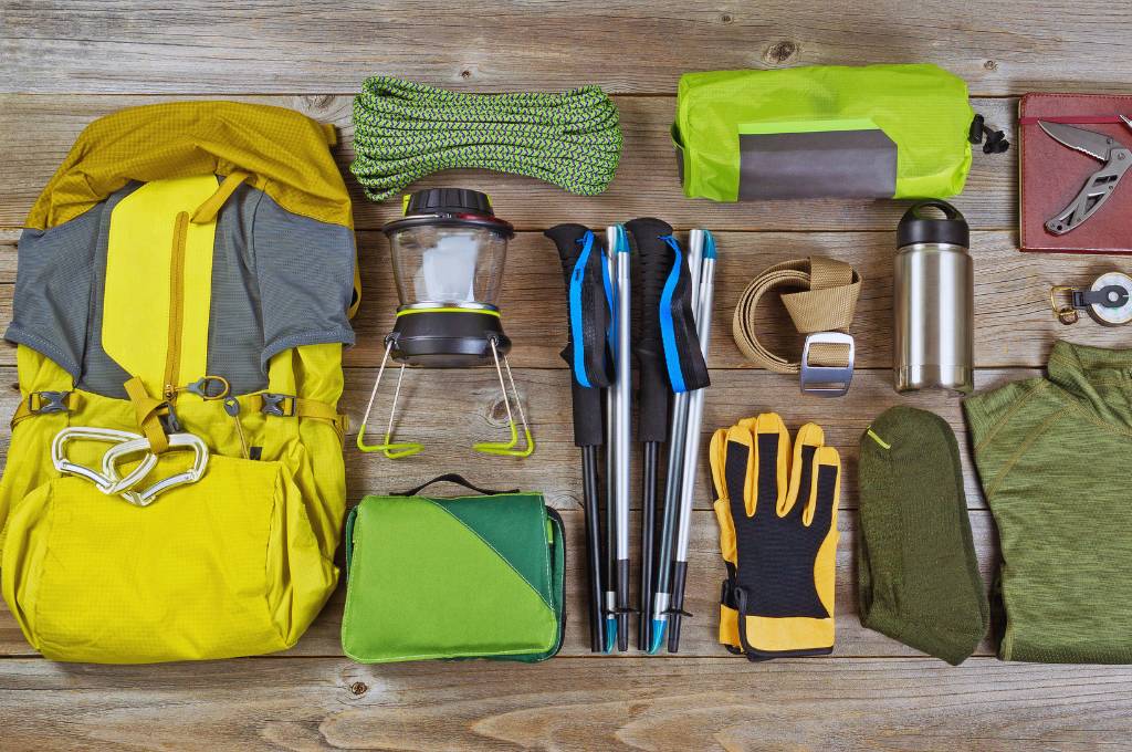 backpacking and camping gear organized
