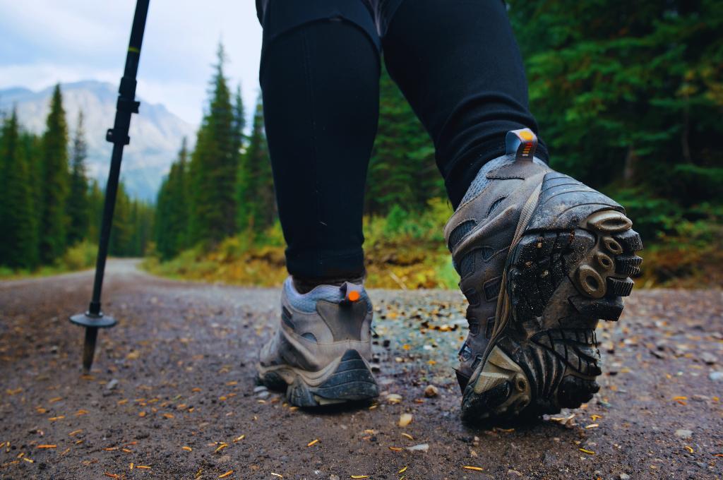 a backpacker walking on the trail