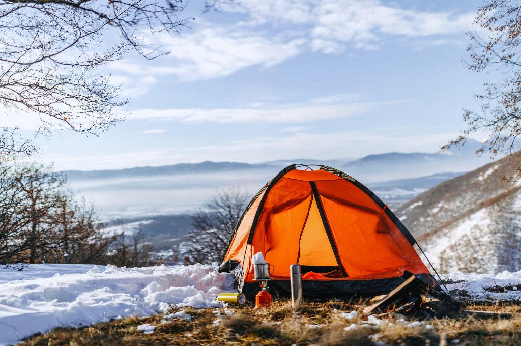 a camping tent on a snowy mountain