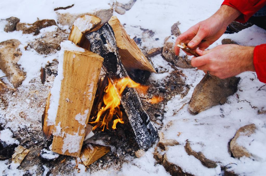 winter campfire