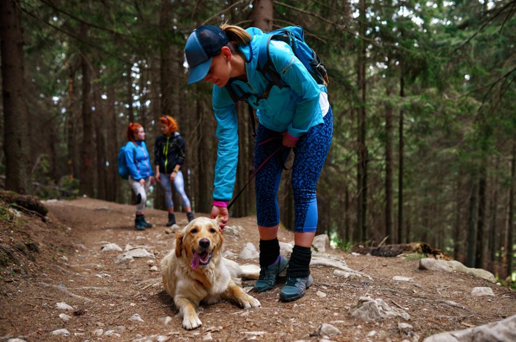a girl with her dog during adventure
